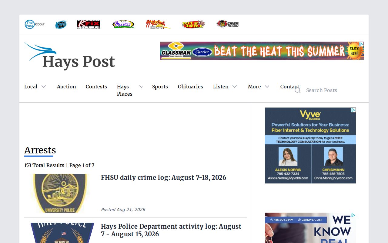 Ellis County arrest news archive at Hays Post