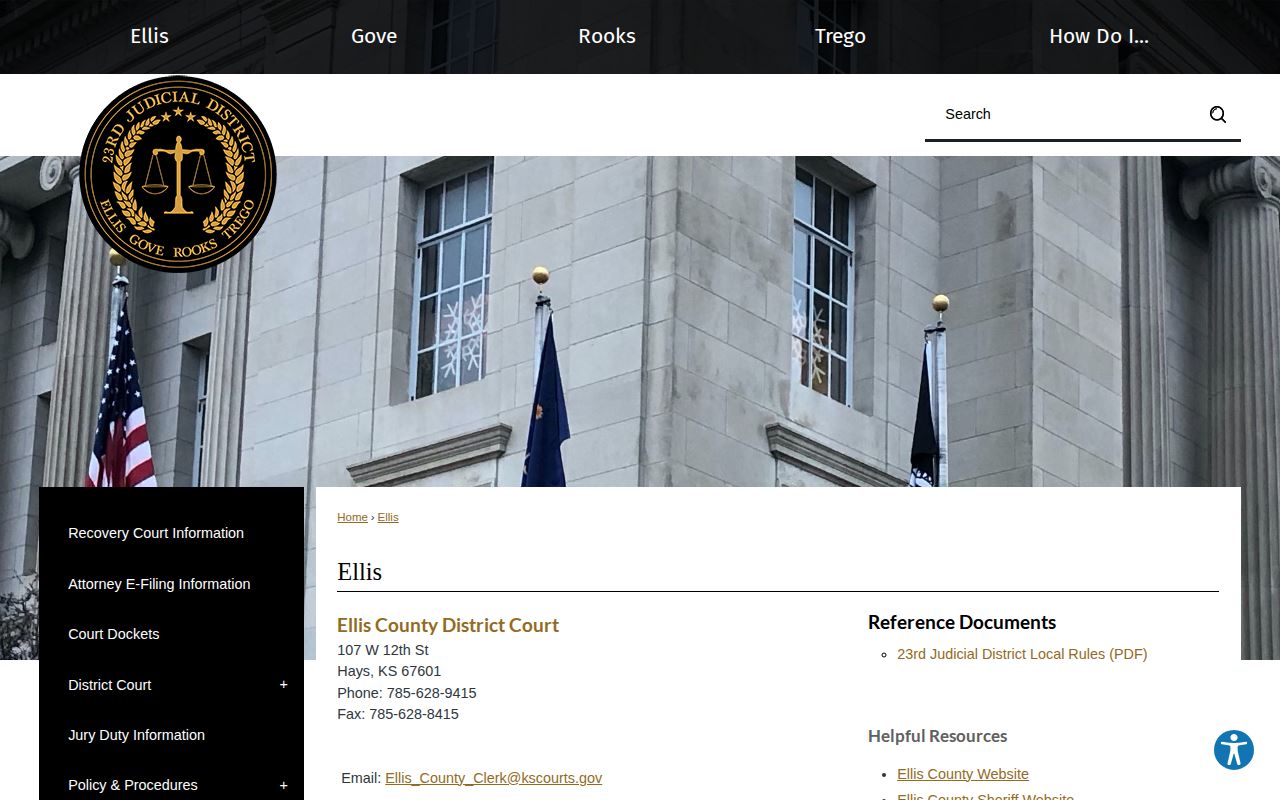 Ellis County warrant record contact page